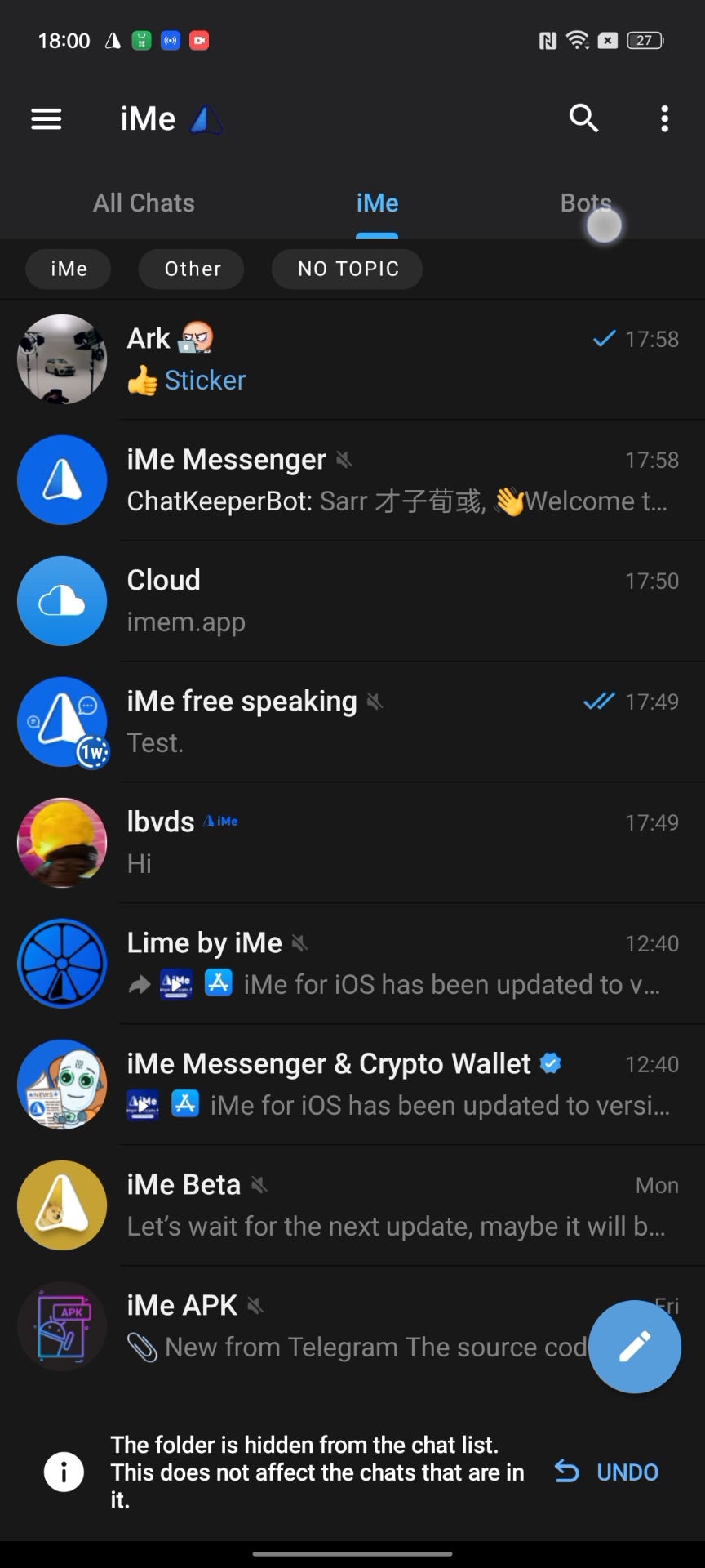使用 iMe 提高您的工作效率和隐私:在 Telegram 上隐藏主题和文件夹
