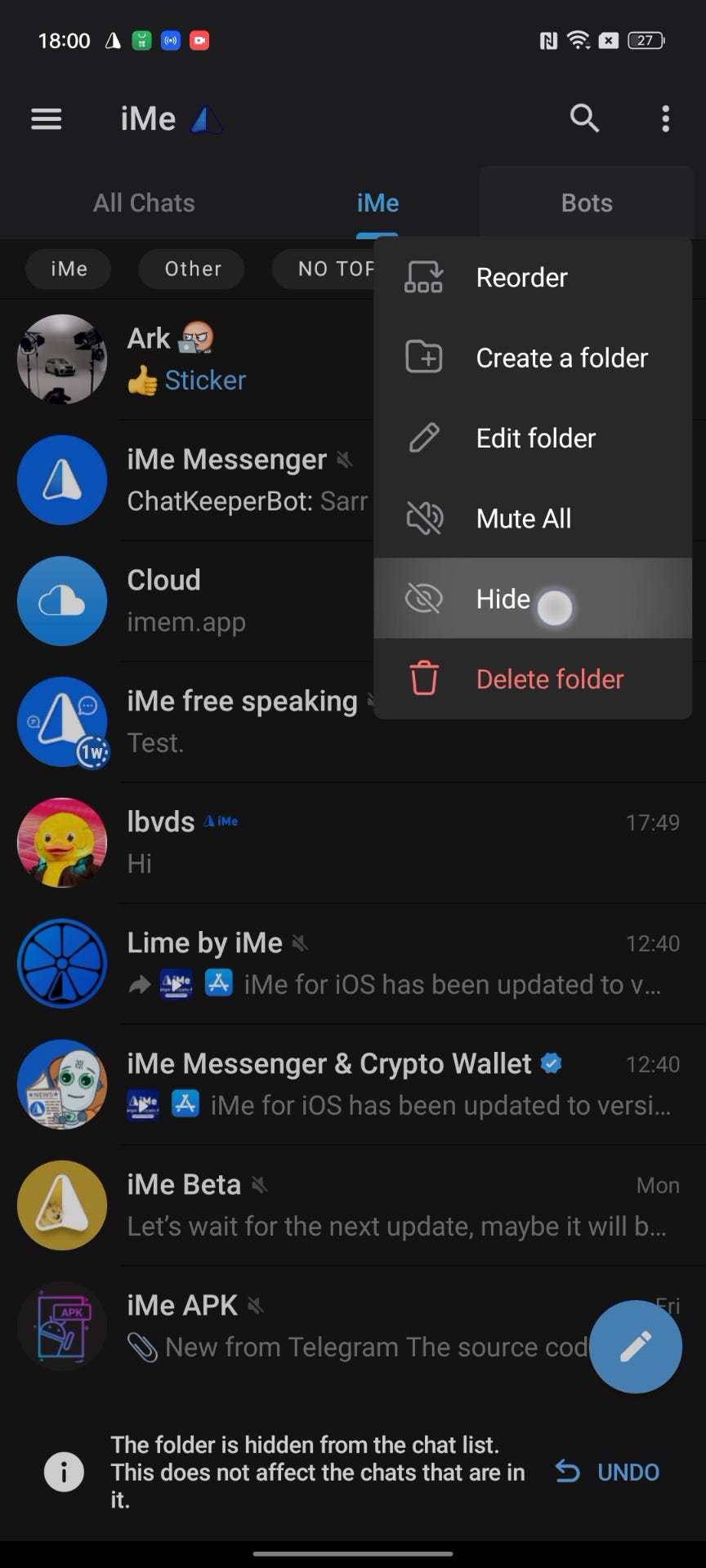 使用 iMe 提高您的工作效率和隐私:在 Telegram 上隐藏主题和文件夹